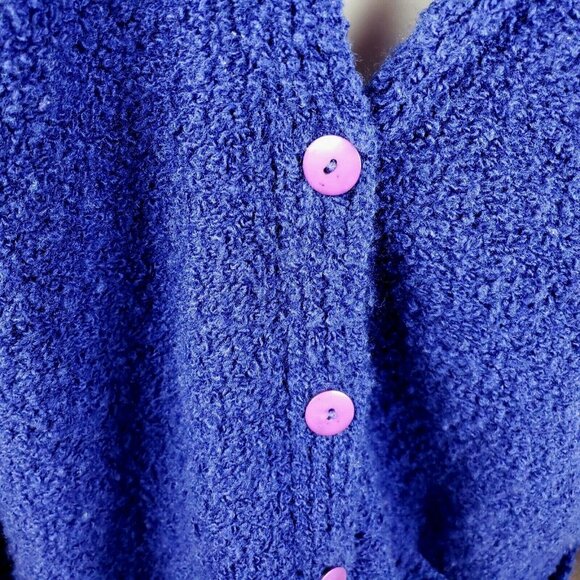 Vintage Partners II Womens Blue Button-Up Cardigan Sweater 2X Acrylic Pockets - Picture 4 of 8